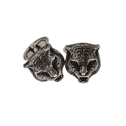 Gucci Feline Head Aged Sterling Silver Cufflinks