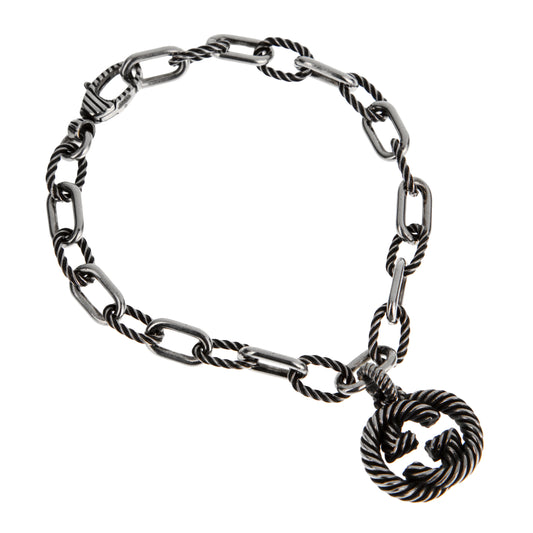 Gucci Aged Sterling Silver Interlocking G Chain Bracelet