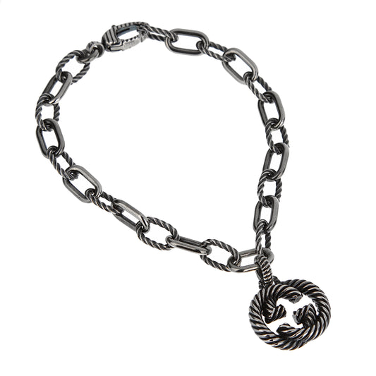 Gucci Aged Sterling Silver Interlocking G Chain Bracelet – 7 1/4"
