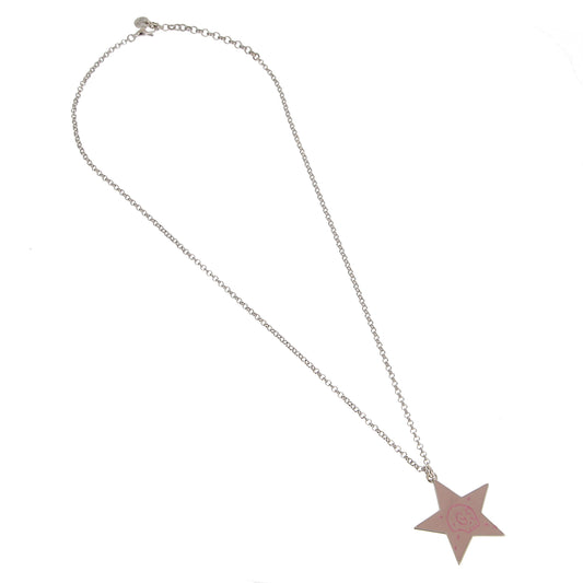 Gucci Ghost Pink Enamel Star Sterling Silver Necklace