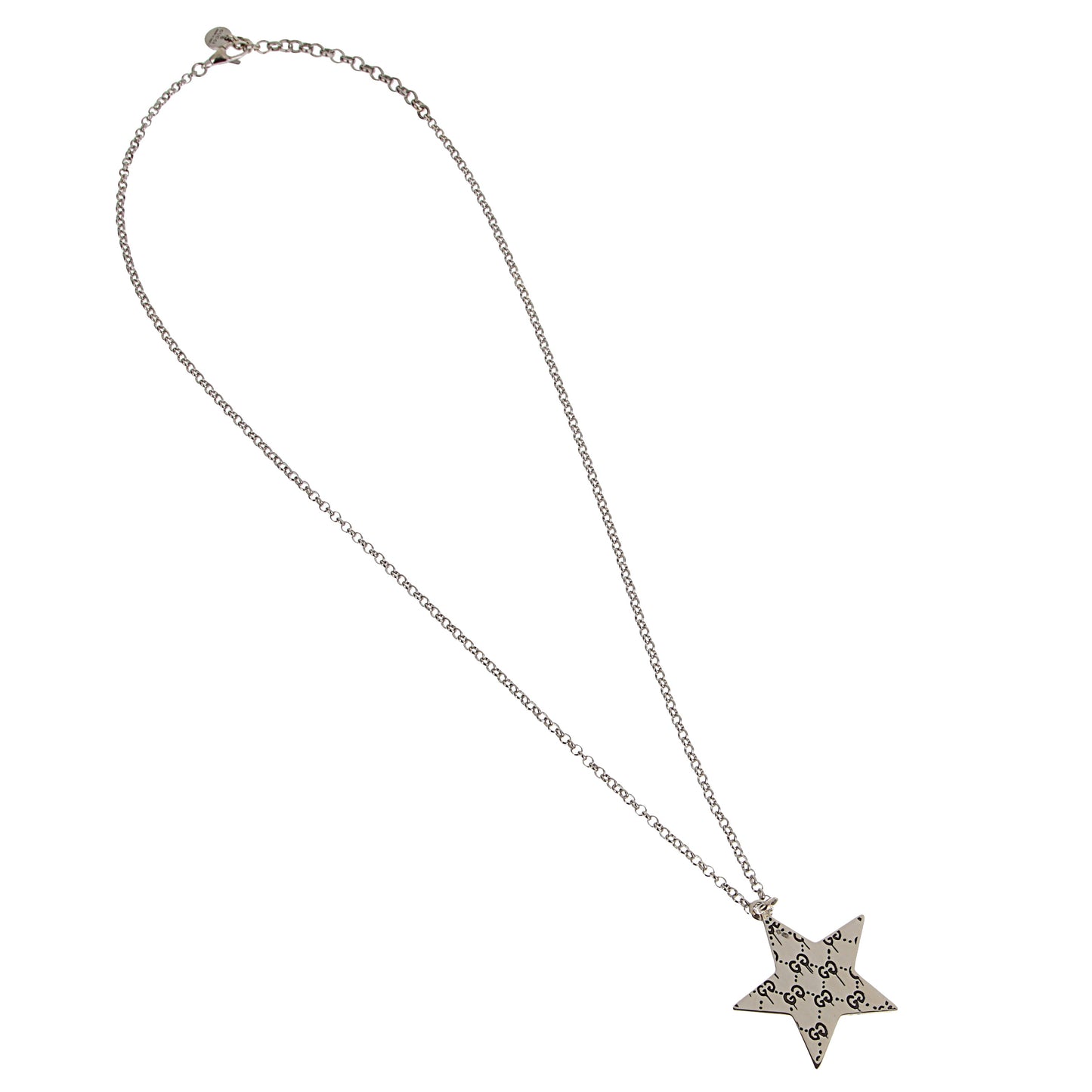 Gucci Ghost Pink Enamel Star Sterling Silver Necklace