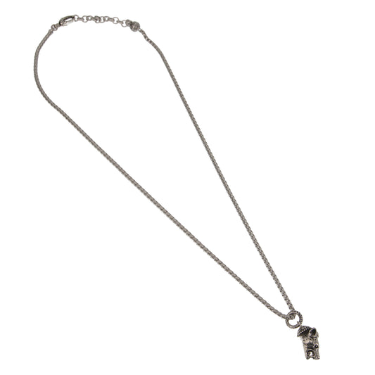 Gucci Sterling Silver Wolf Head Pendant Necklace