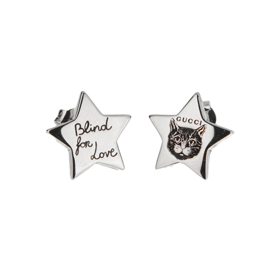 Gucci Sterling Silver Star Stud Earrings – “Blind for Love”