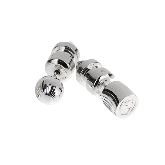 Gucci Sterling Silver Boule G Logo Mismatch Stud Earrings