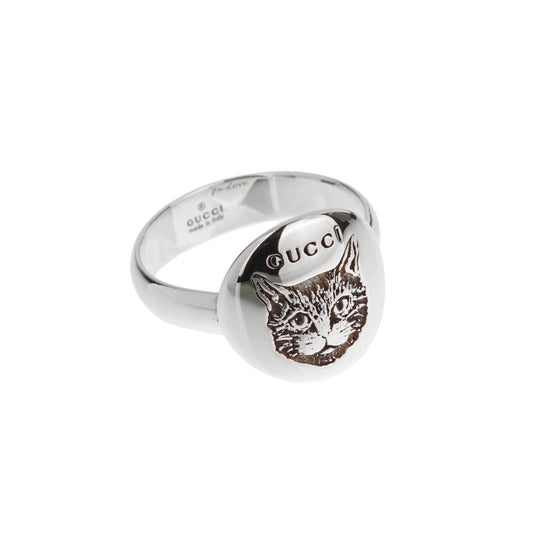 Gucci Blind for Love Sterling Silver Feline Ring Sz 5 1/4
