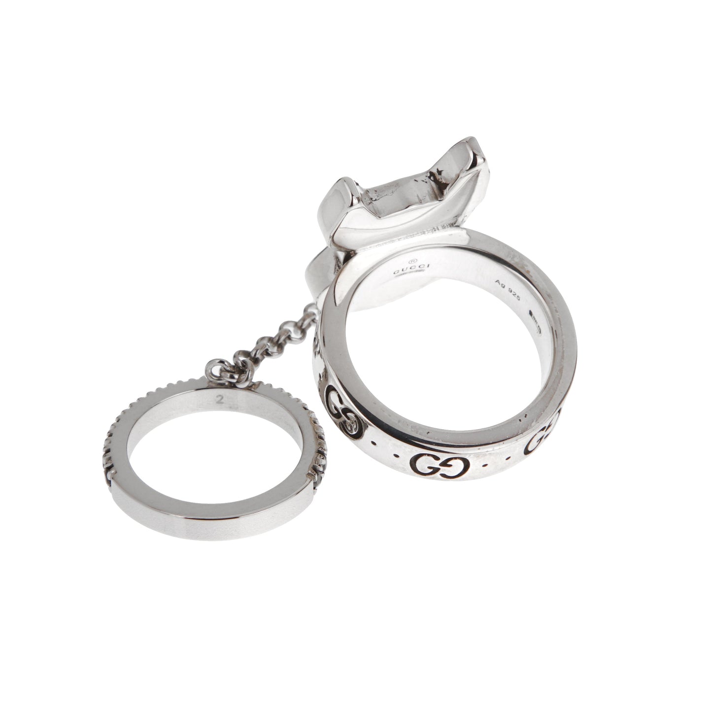 Gucci Bosco & Orso Sterling Silver Enamel Ring Sz 7 1/2