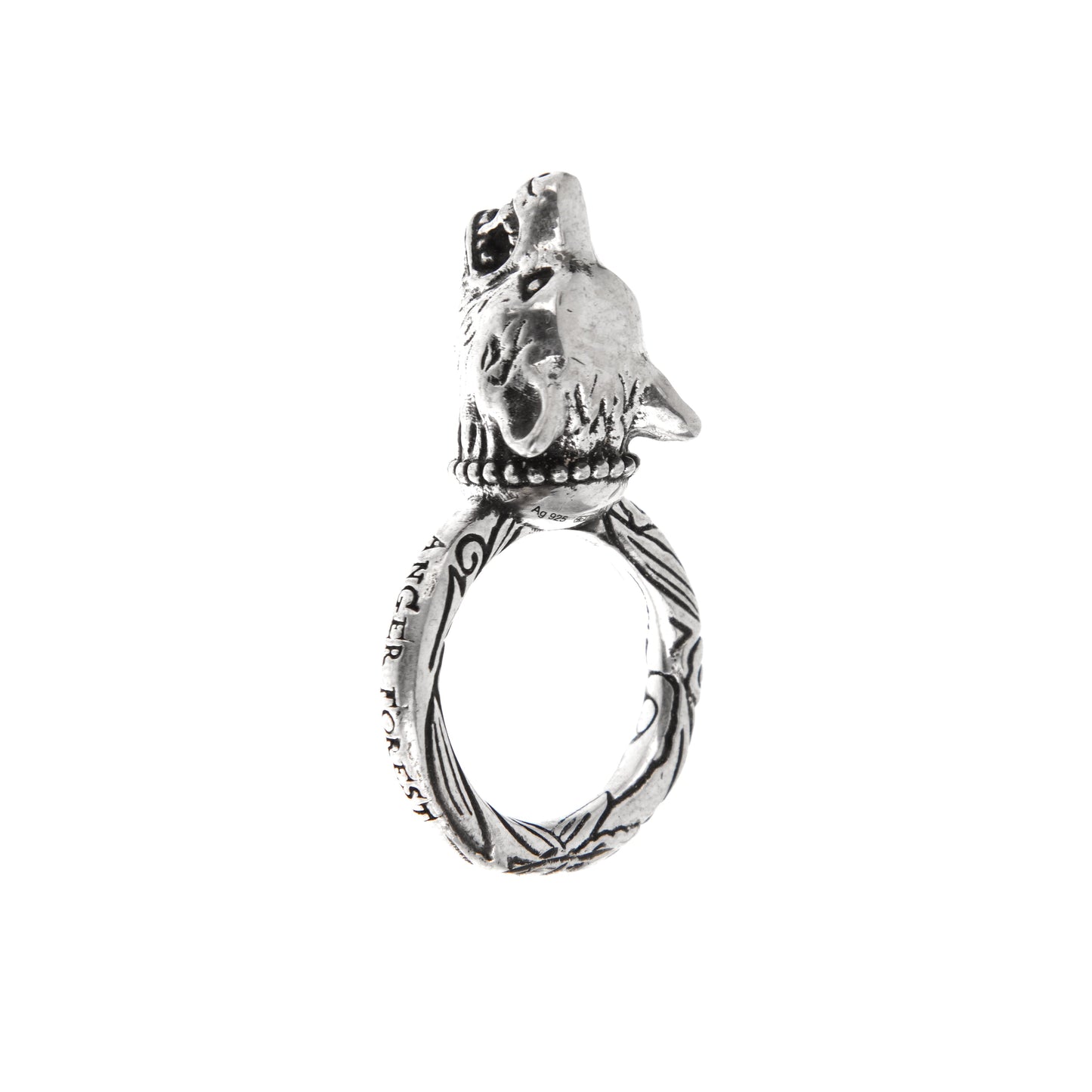 Gucci Anger Forest Wolf Sterling Silver Ring Size 5.75