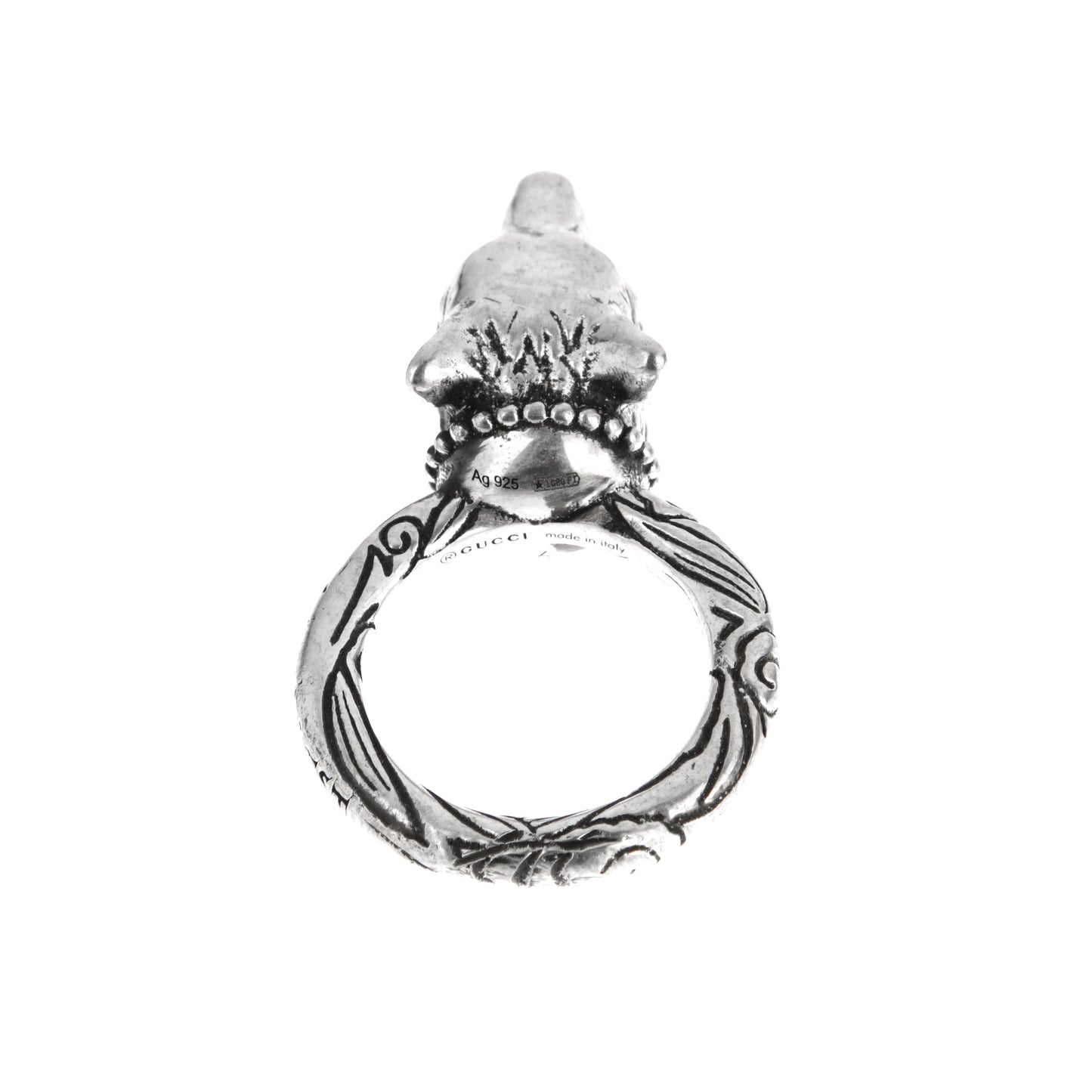 Gucci Anger Forest Wolf Sterling Silver Ring Size 8 1/4