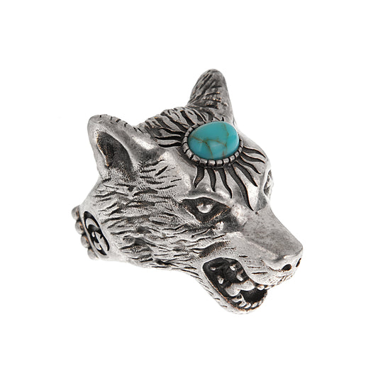 Gucci Anger Forest Turquoise Wolf Sterling Silver Ring Sz 9