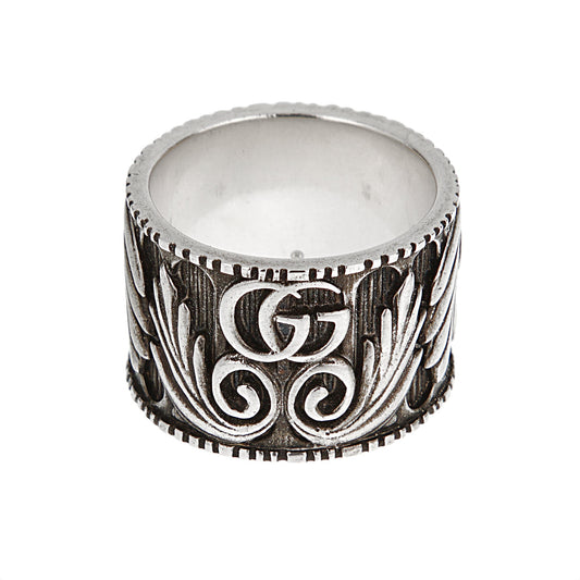Gucci Marmont Interlocking G Sterling Silver Ring Sz 7 1/4
