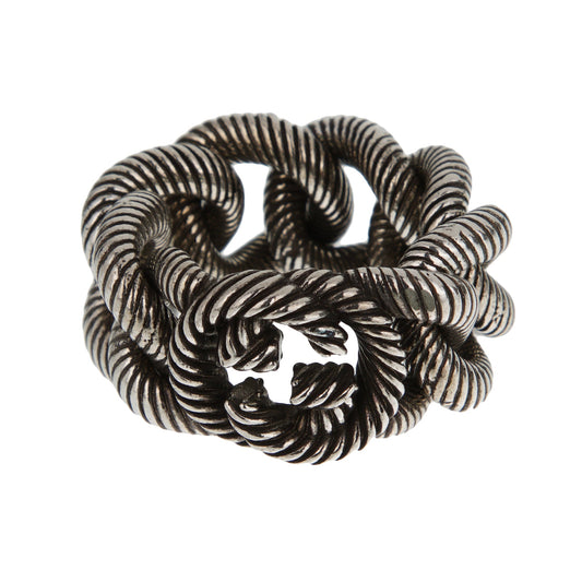 Gucci Interlocking G Sterling Silver Twisted Rope Chain Ring Sz 8