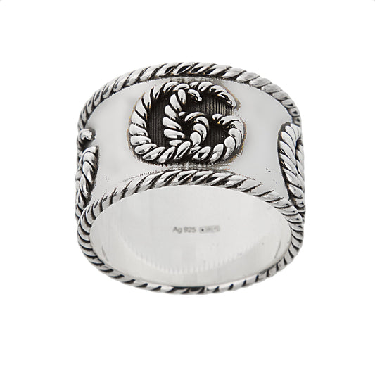 Gucci Marmont Braided Sterling Silver Band Ring Size 9