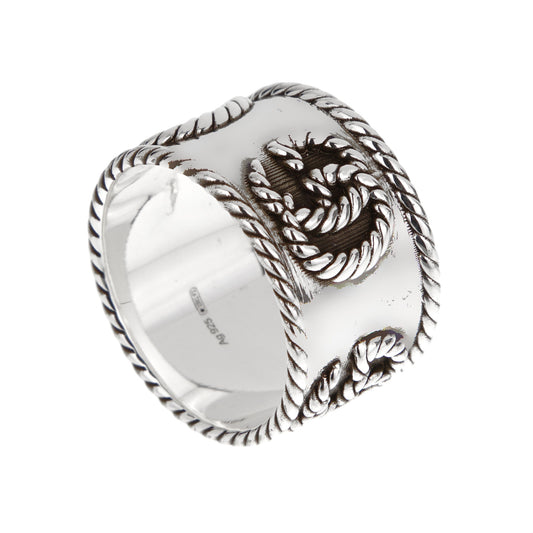 Gucci Marmont Braided Sterling Silver Band Ring Size 9 1/2