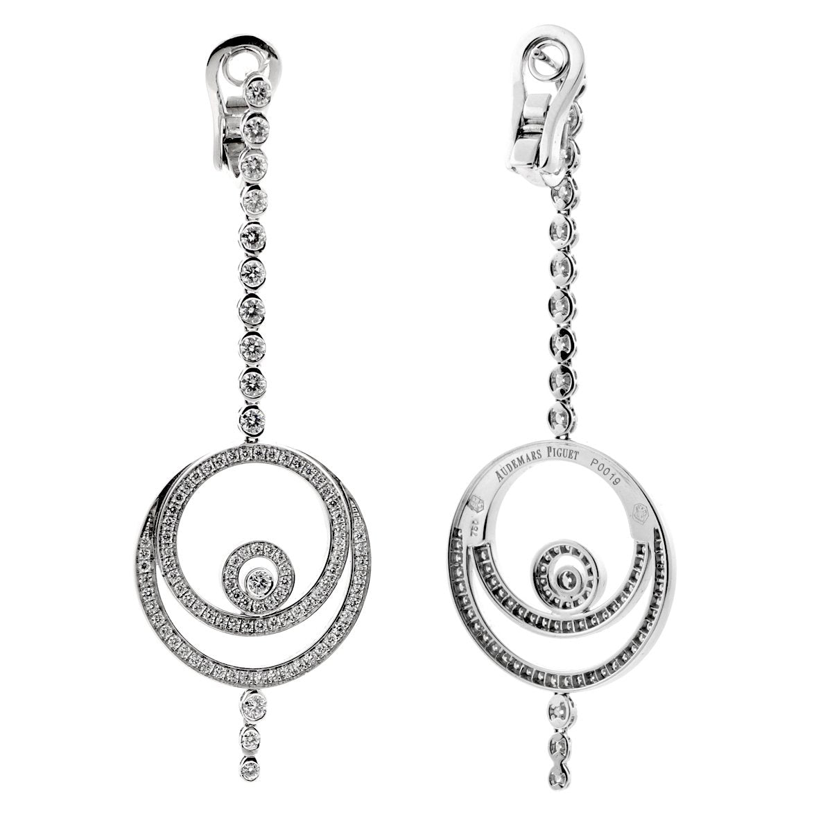 Audemars Piguet Millenary 18k Diamond Drop White Gold Earrings