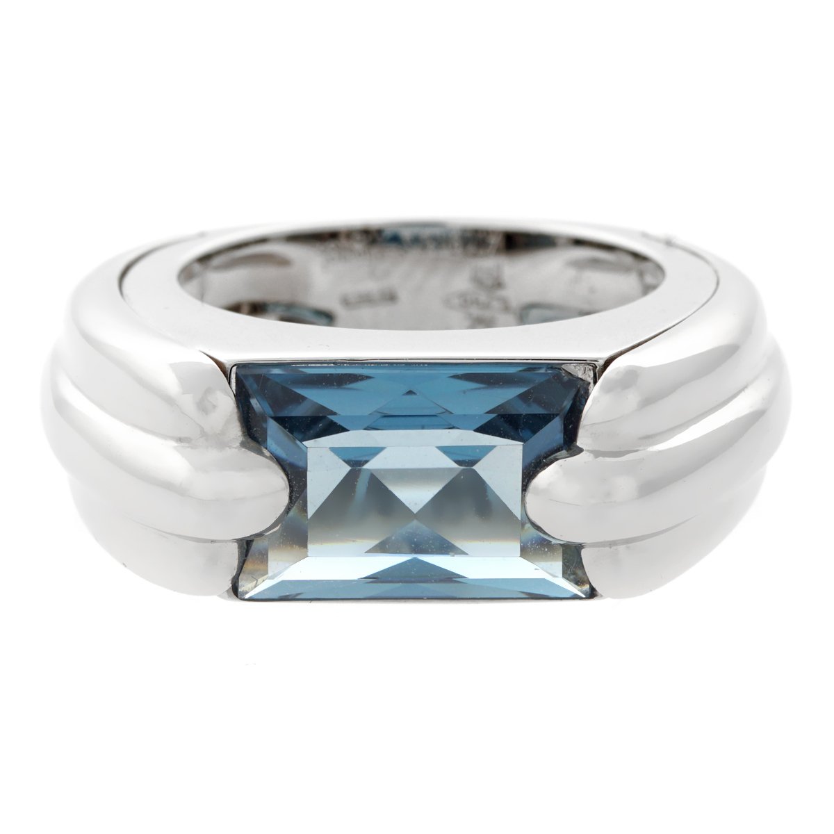 Audemars Piguet Topaz 18k White Gold Band Ring Sz 5 3/4