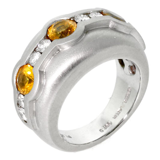 Barry Kieselstein Cord Diamond Yellow Sapphire Platinum Ring