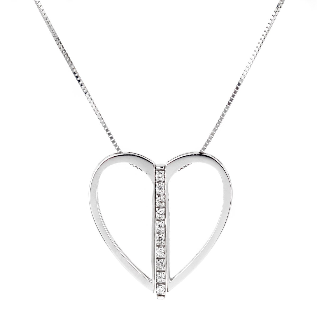 Bliss by Damiani Diamond 18k White Gold Heart Necklace