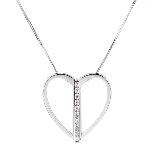 Bliss by Damiani Diamond 18k White Gold Heart Necklace