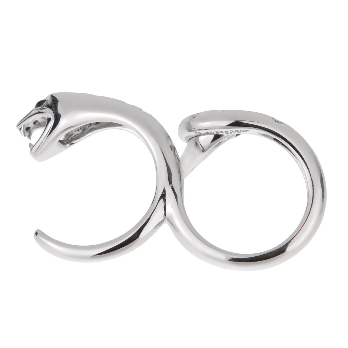 Boucheron Kaa Snake Two Finger White Gold Diamond Ring Sz 6