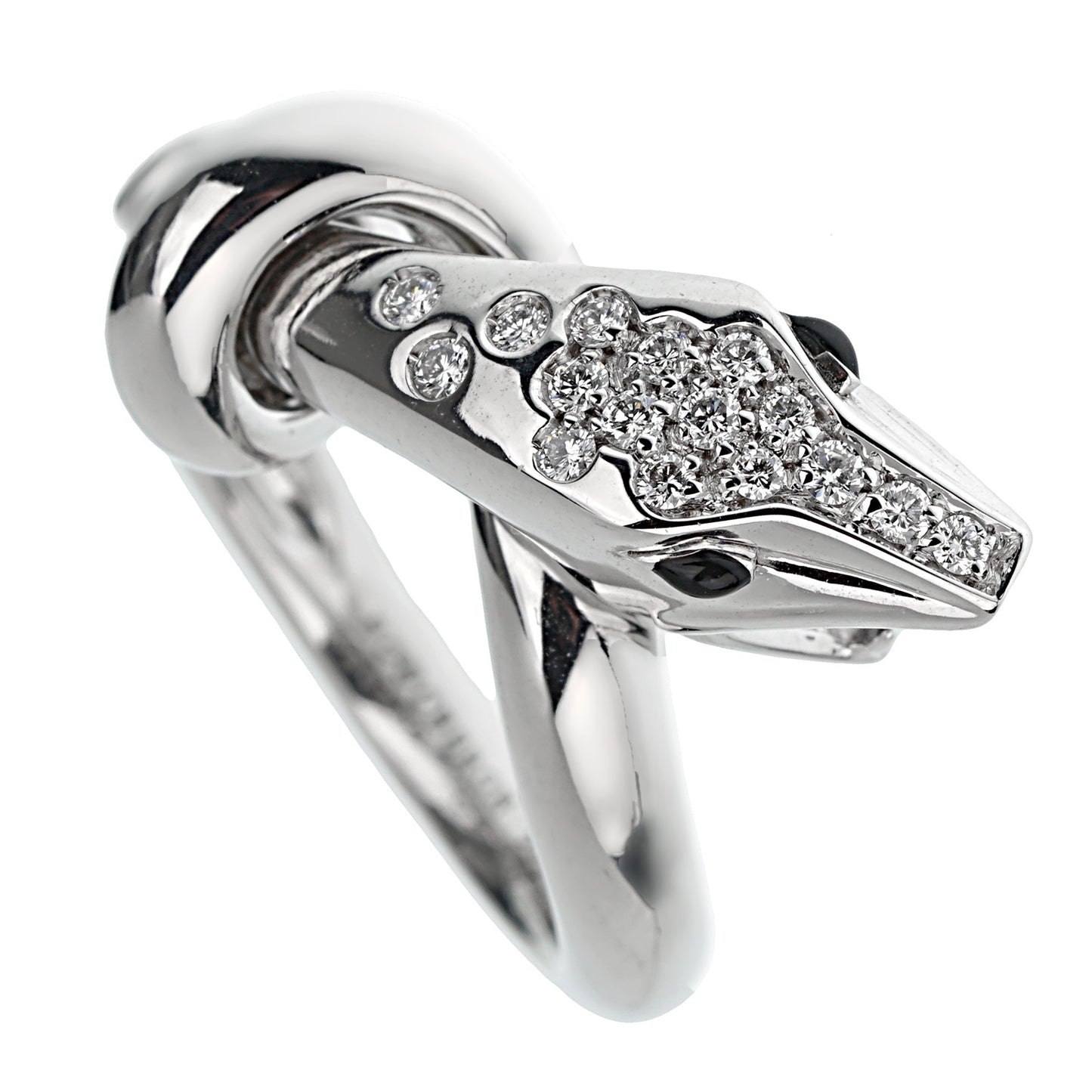 Boucheron Kaa Snake 18k White Gold Diamond Cocktail Ring