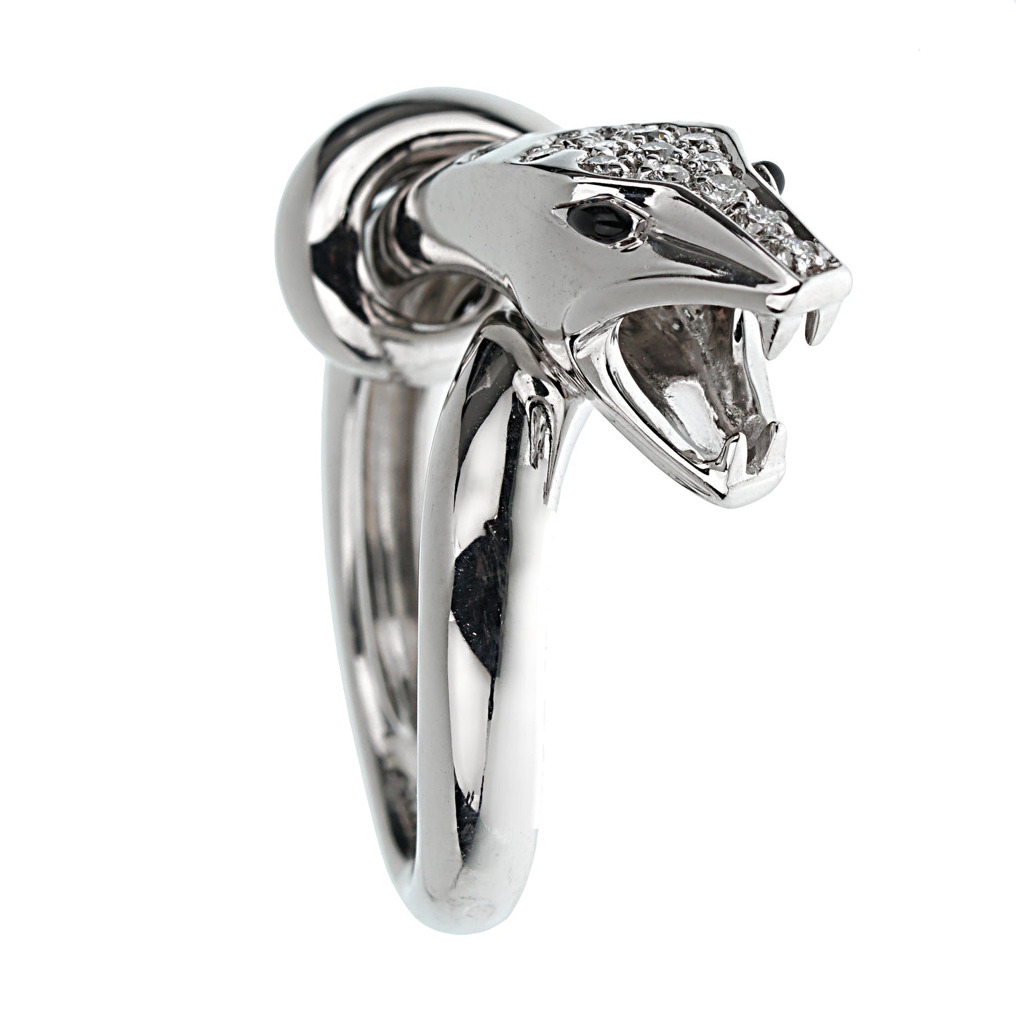 Boucheron Kaa Snake 18k White Gold Diamond Cocktail Ring