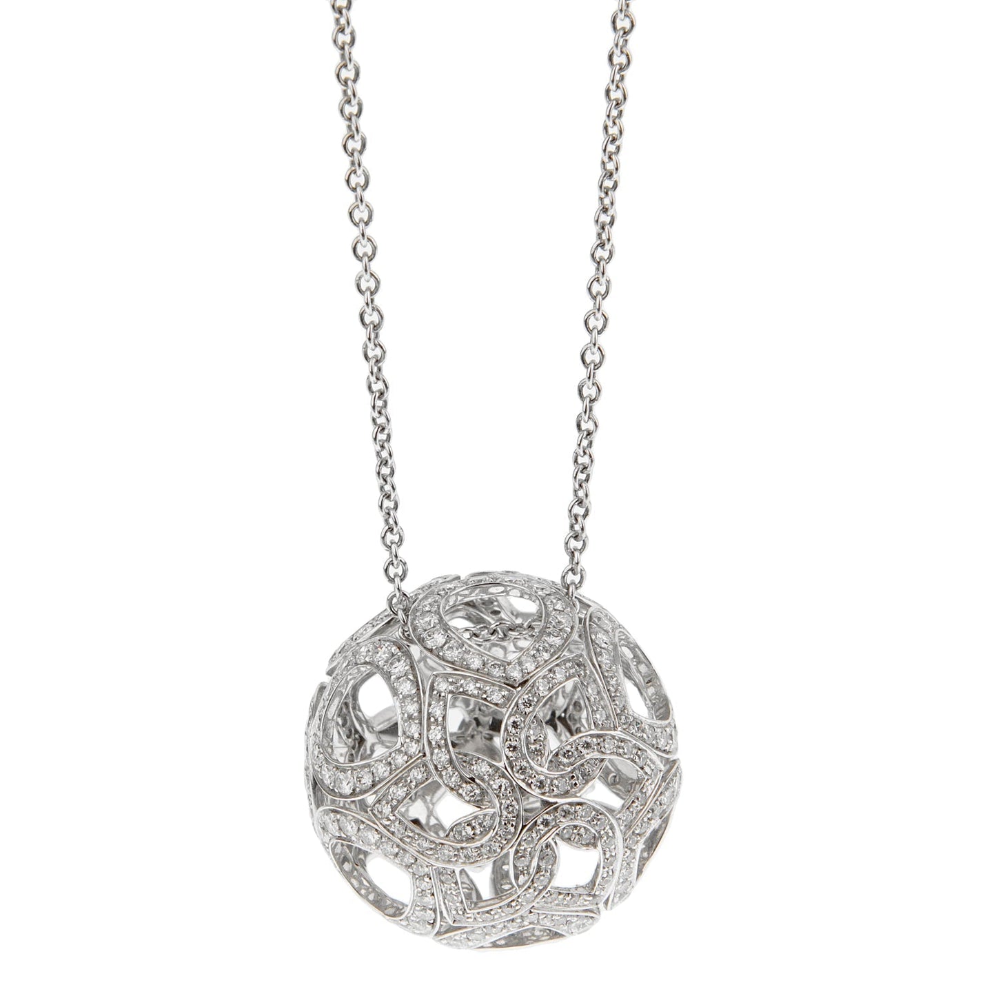 Boucheron Openwork Flower Diamond 18k White Gold Necklace