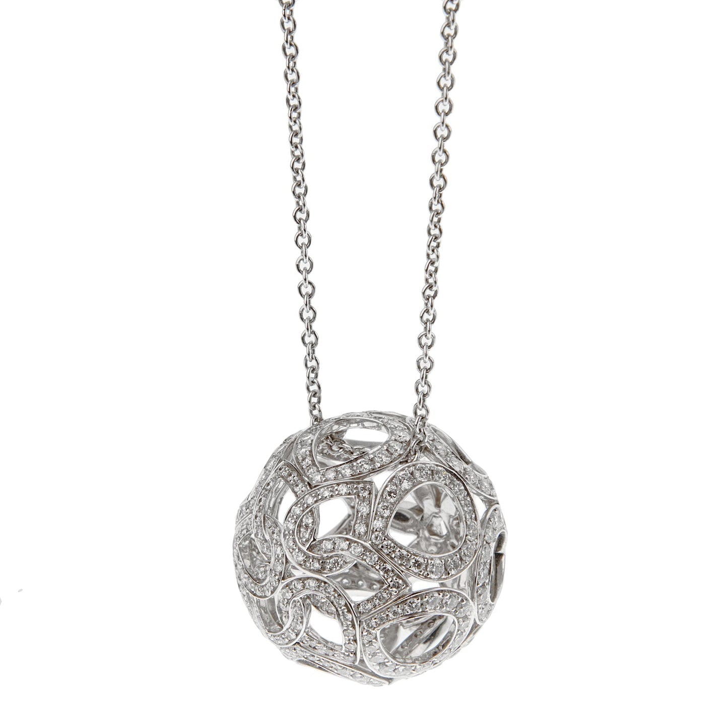 Boucheron Openwork Flower Diamond 18k White Gold Necklace