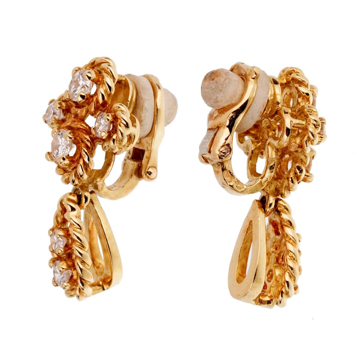 Boucheron Vintage Diamond Yellow Gold Drop Earrings