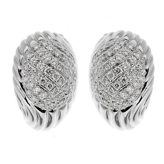 Boucheron Vintage White Gold Diamond Swirl Earrings