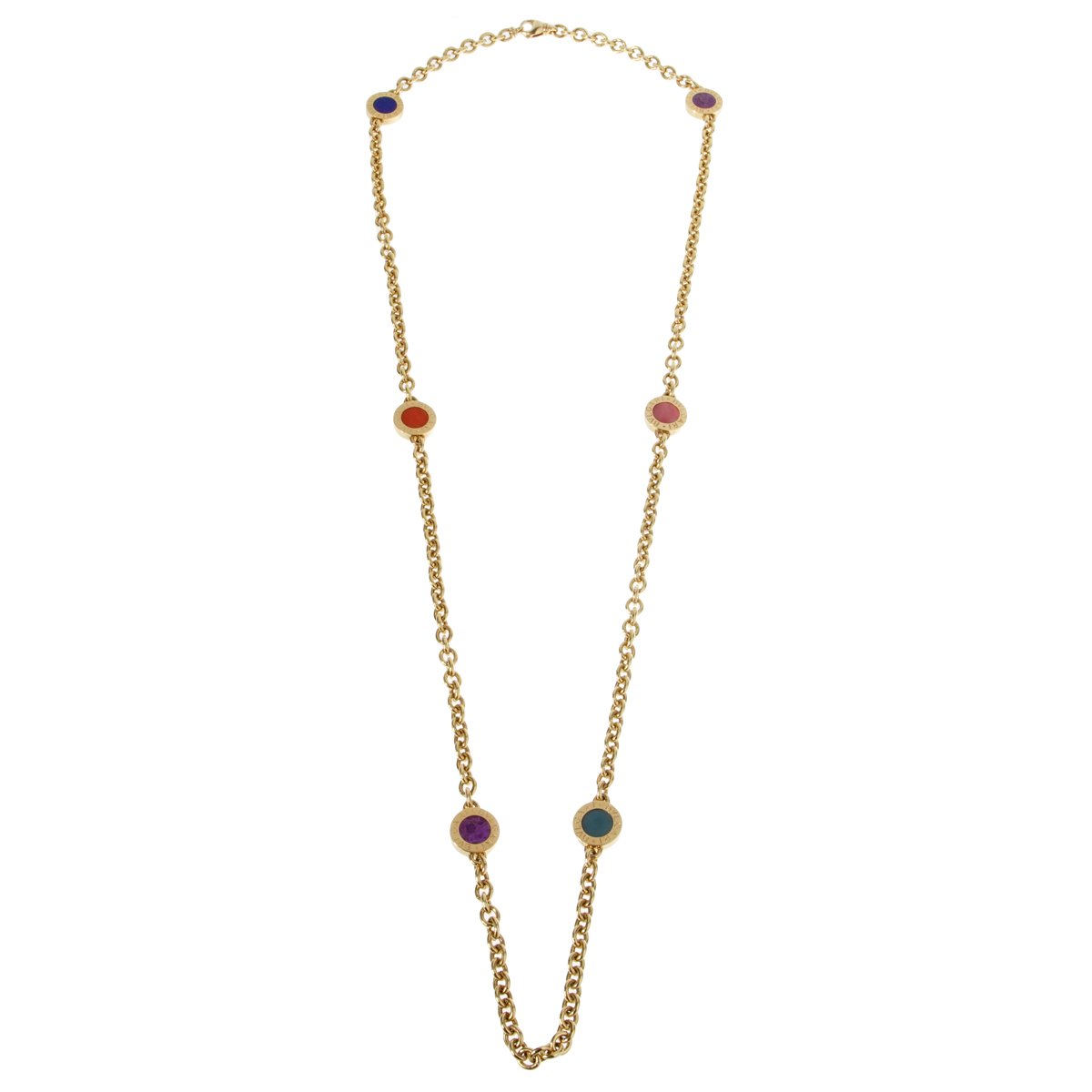 Bulgari Coral Lapis Onyx Gold Necklace