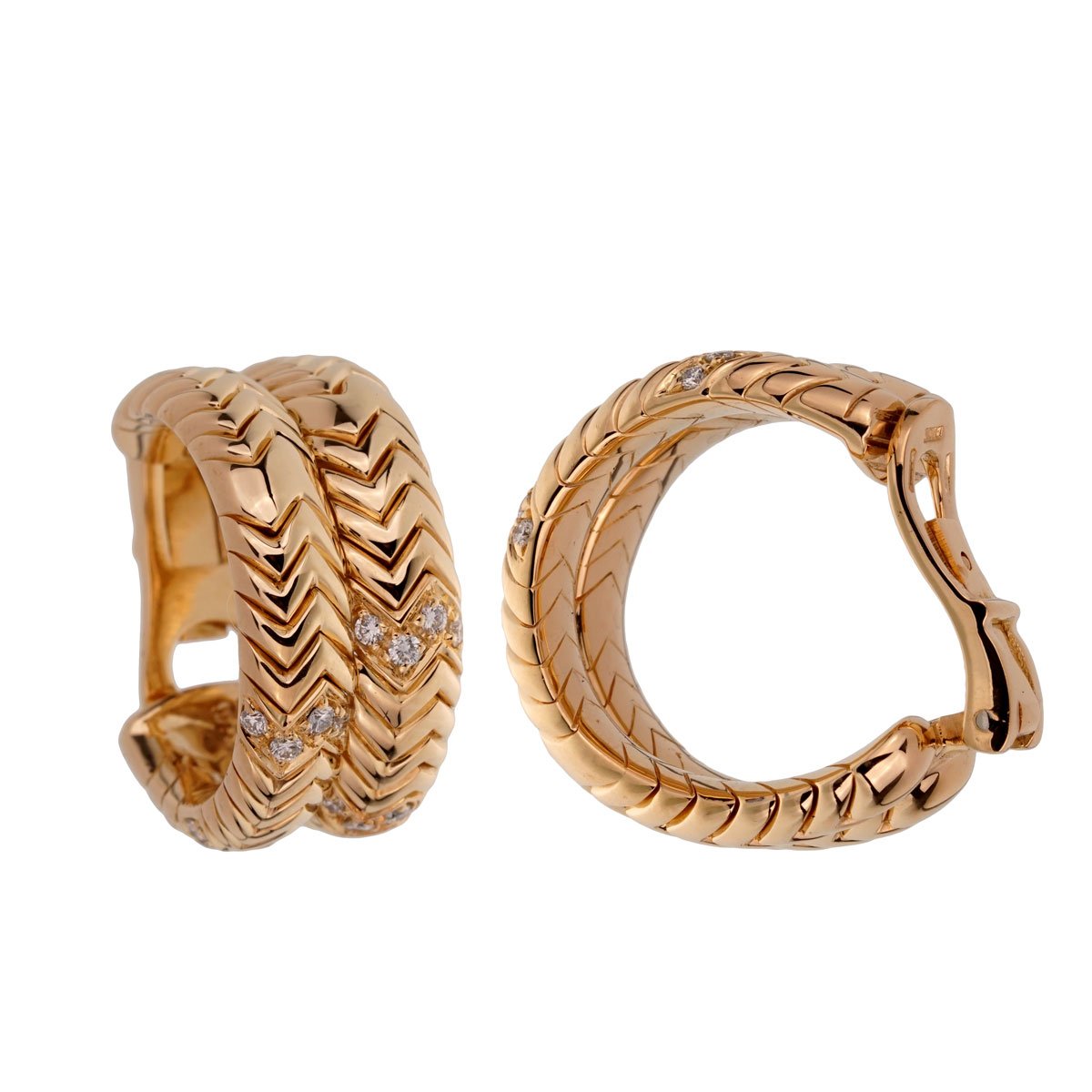 Bulgari Spiga Yellow Gold Diamond Earrings