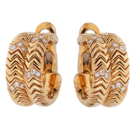 Bulgari Spiga Yellow Gold Diamond Earrings