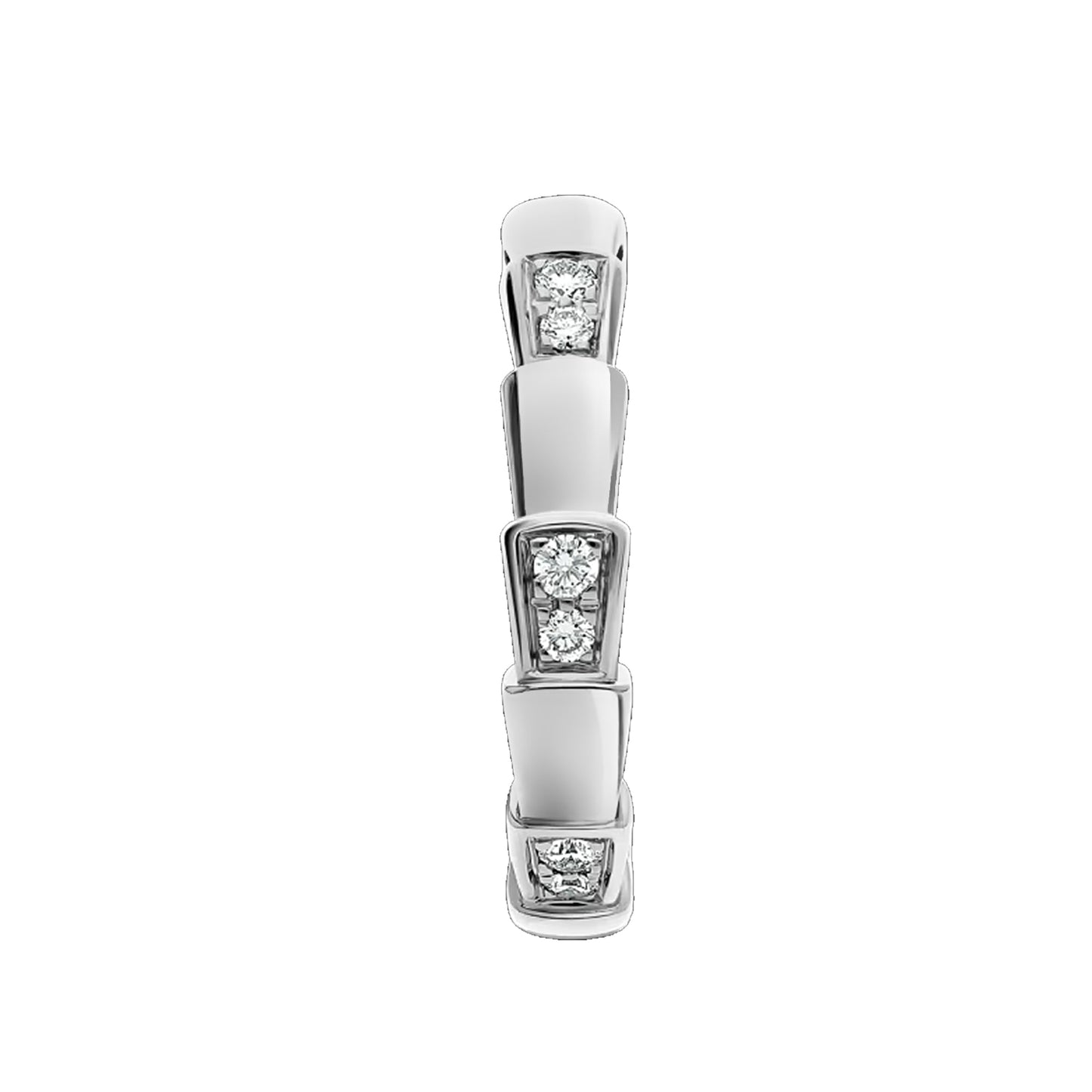 Bvlgari Serpenti Viper 18k White Gold Diamond Band Ring Sz 5