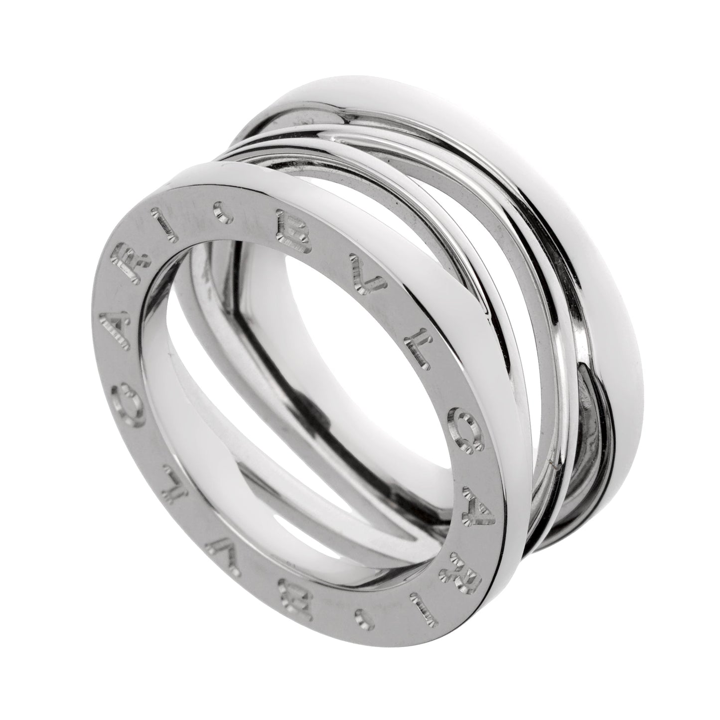 Bvlgari B.zero1 Legend Three Band White Gold Ring Sz 5 1/2