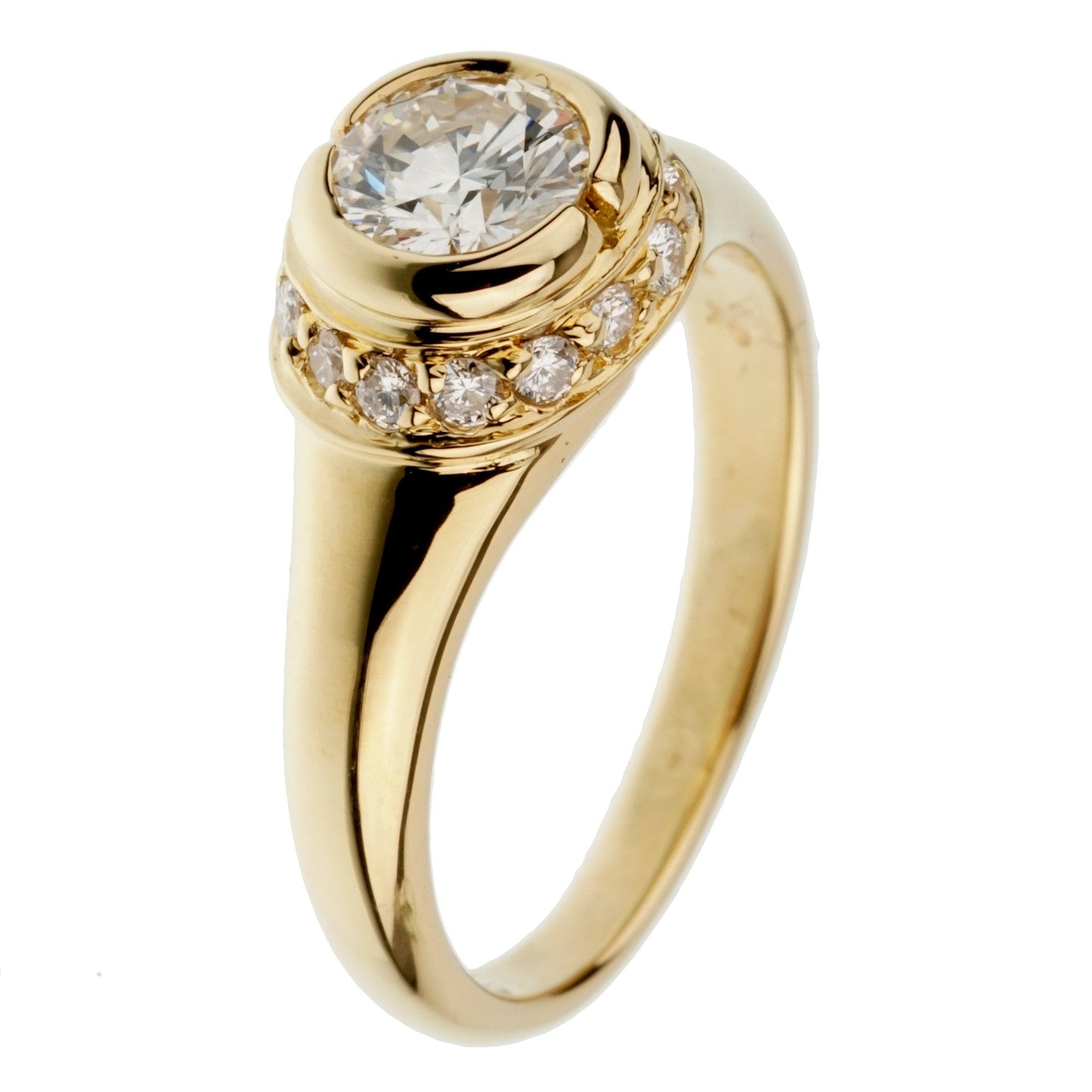 Bvlgari Diamond Solitaire Cocktail Yellow Gold Ring Sz 5 1/4