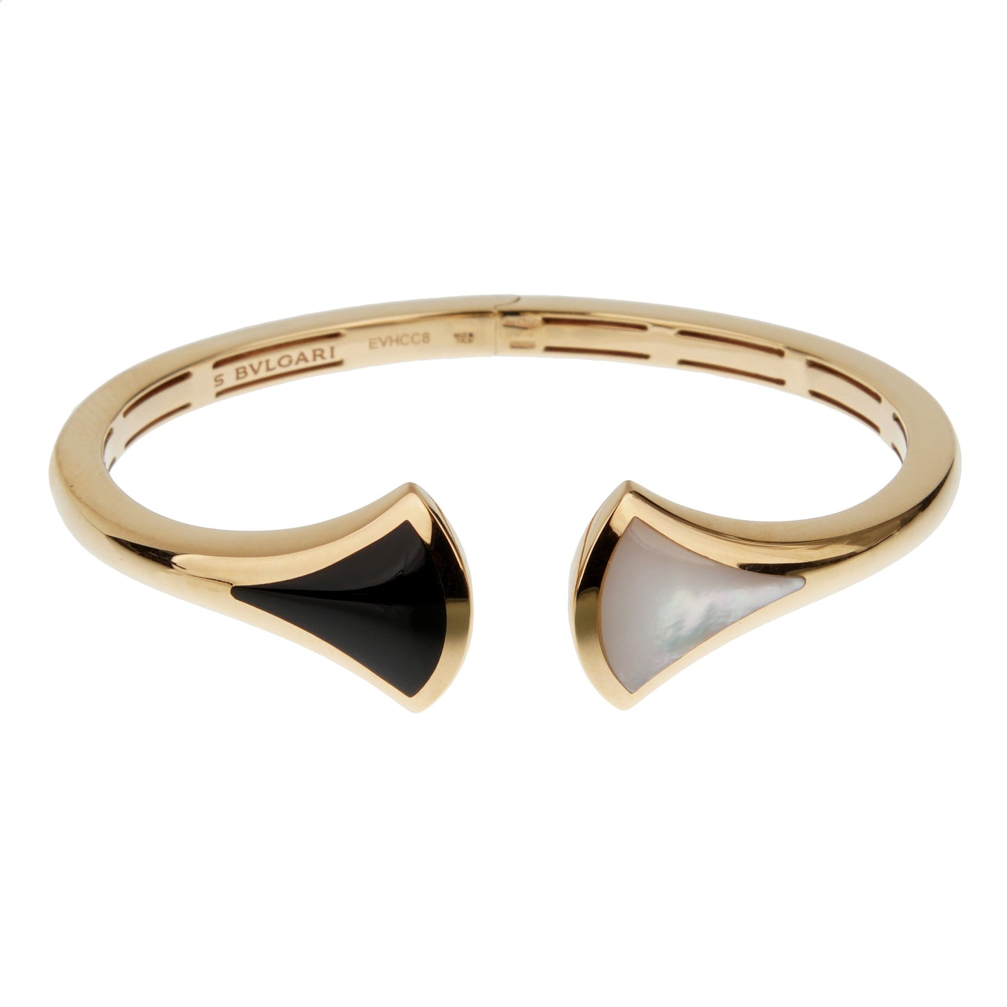 Bvlgari Divas Dream Onyx & Mother of Pearl 18k Rose Gold Cuff Bangle Bracelet