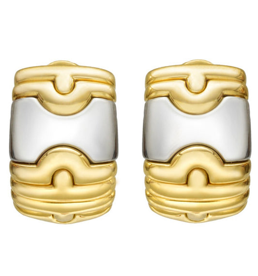 Bvlgari Parentesi Yellow Gold Stainless Steel Hoop Earrings