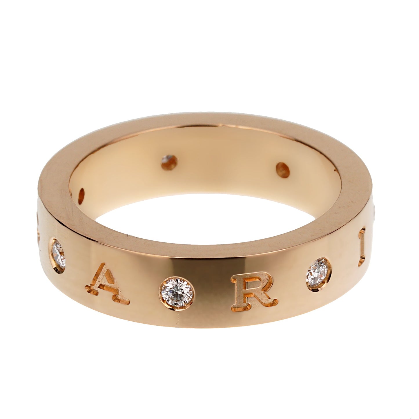 Bvlgari Roman Sorbet 18k Rose Gold Diamond Band Ring Sz 6 1/2