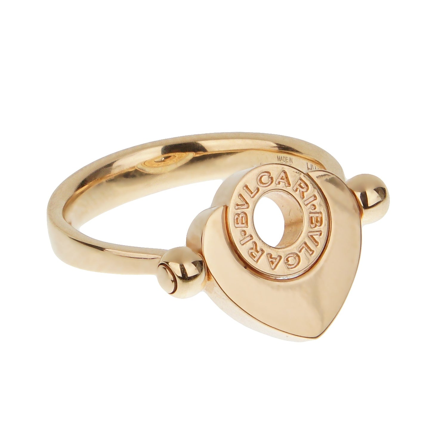 Bvlgari Rose Gold & Mother of Pearl Heart Gold Ring Sz 6 1/2
