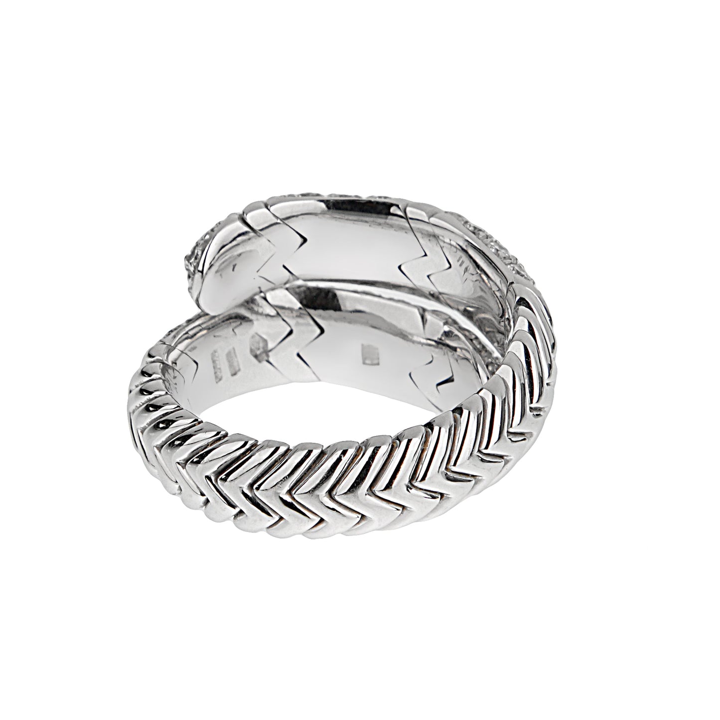 Bvlgari Spiga Diamond 18k White Gold Band Ring Sz 6