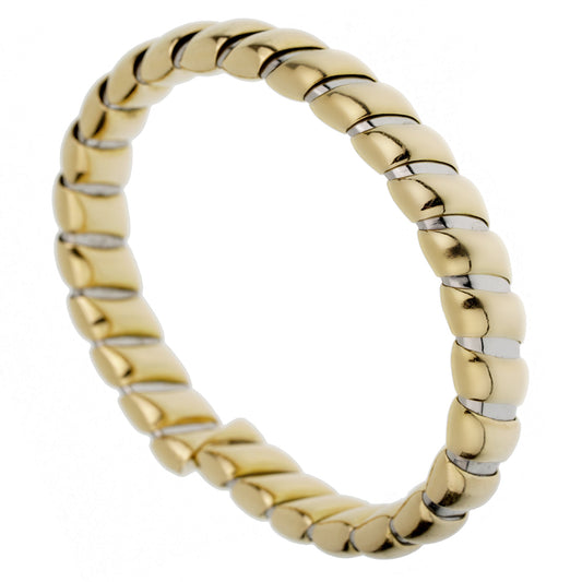 Bvlgari Tubogas Stainless 18k Yellow Gold Cuff Bracelet