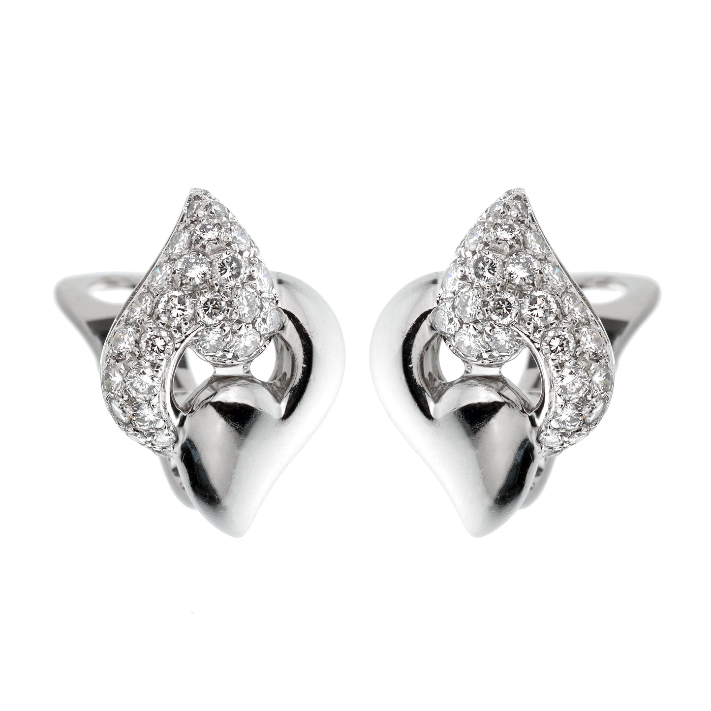 Bvlgari Vintage Diamond White Gold Clip On Earrings