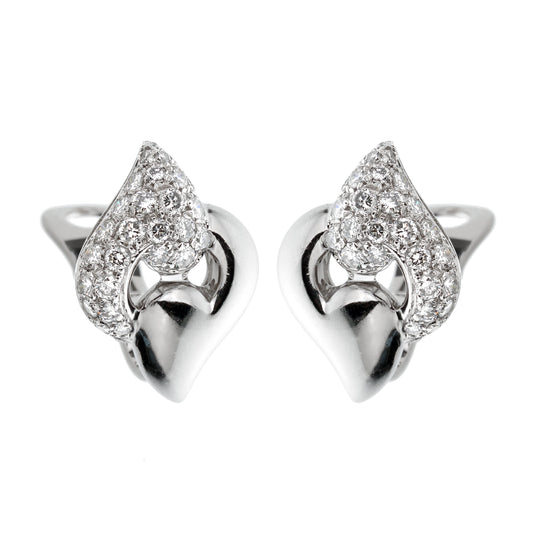 Bvlgari Vintage Diamond White Gold Clip On Earrings