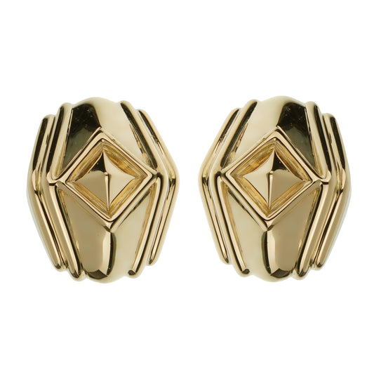 Bvlgari Vintage Pyramid 18k Yellow Gold Earrings