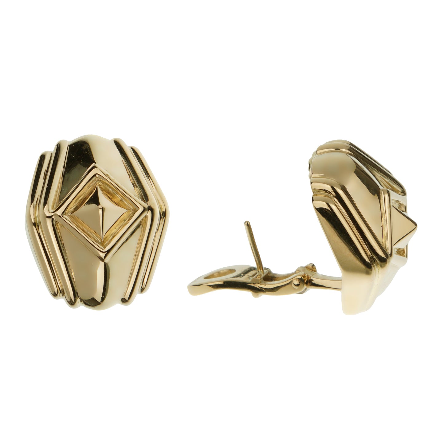 Bvlgari Vintage Pyramid 18k Yellow Gold Earrings