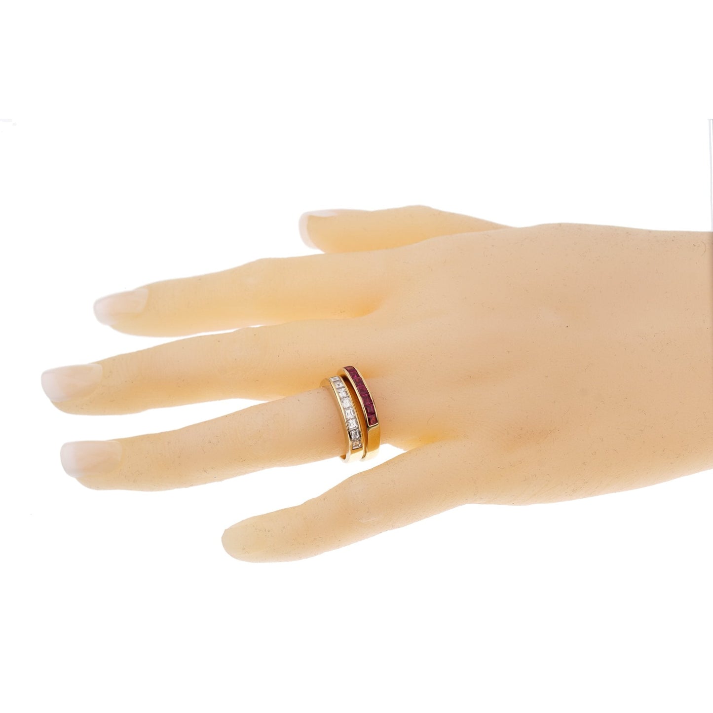 Bvlgari Vintage Ruby Diamond Yellow Gold Band Rings