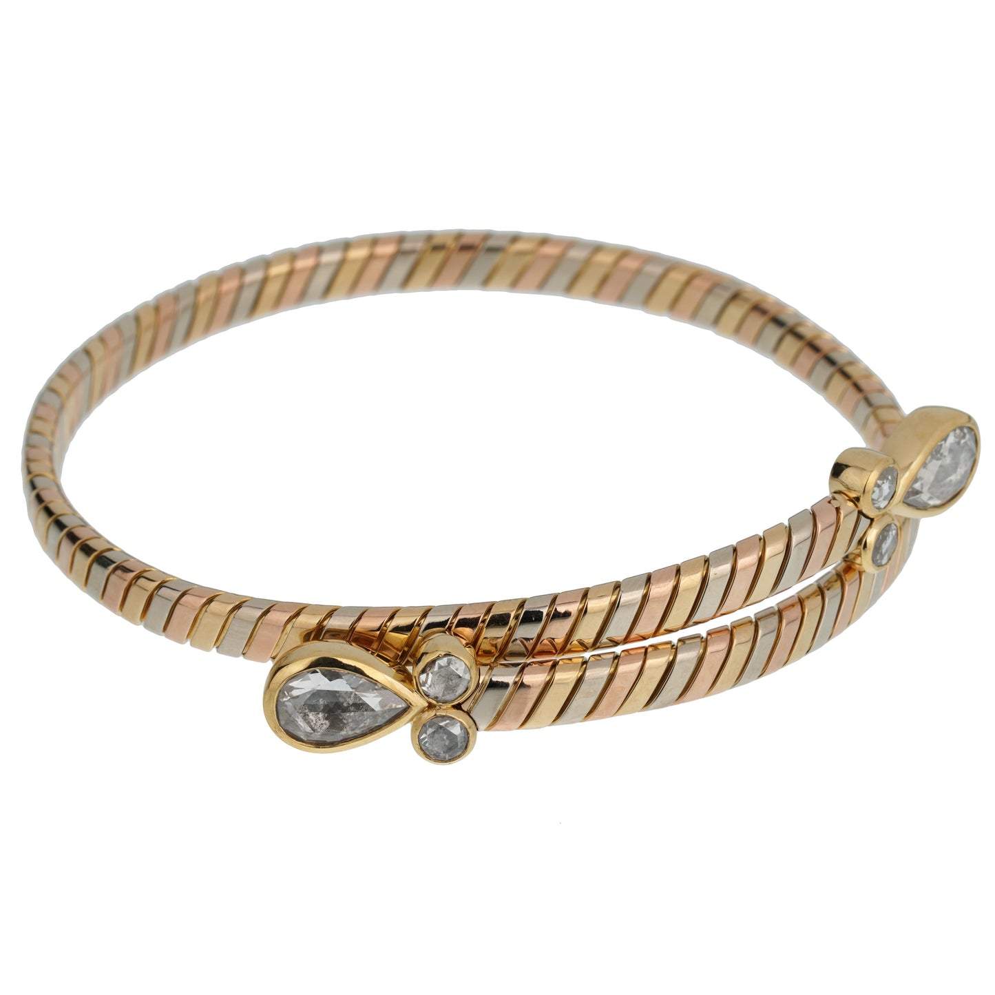 Bvlgari Vintage Tubogas Diamond Choker Tri Color Gold Necklace