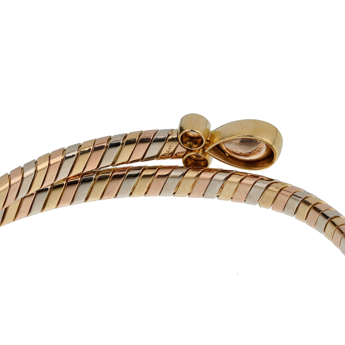 Bvlgari Vintage Tubogas Diamond Choker Tri Color Gold Necklace