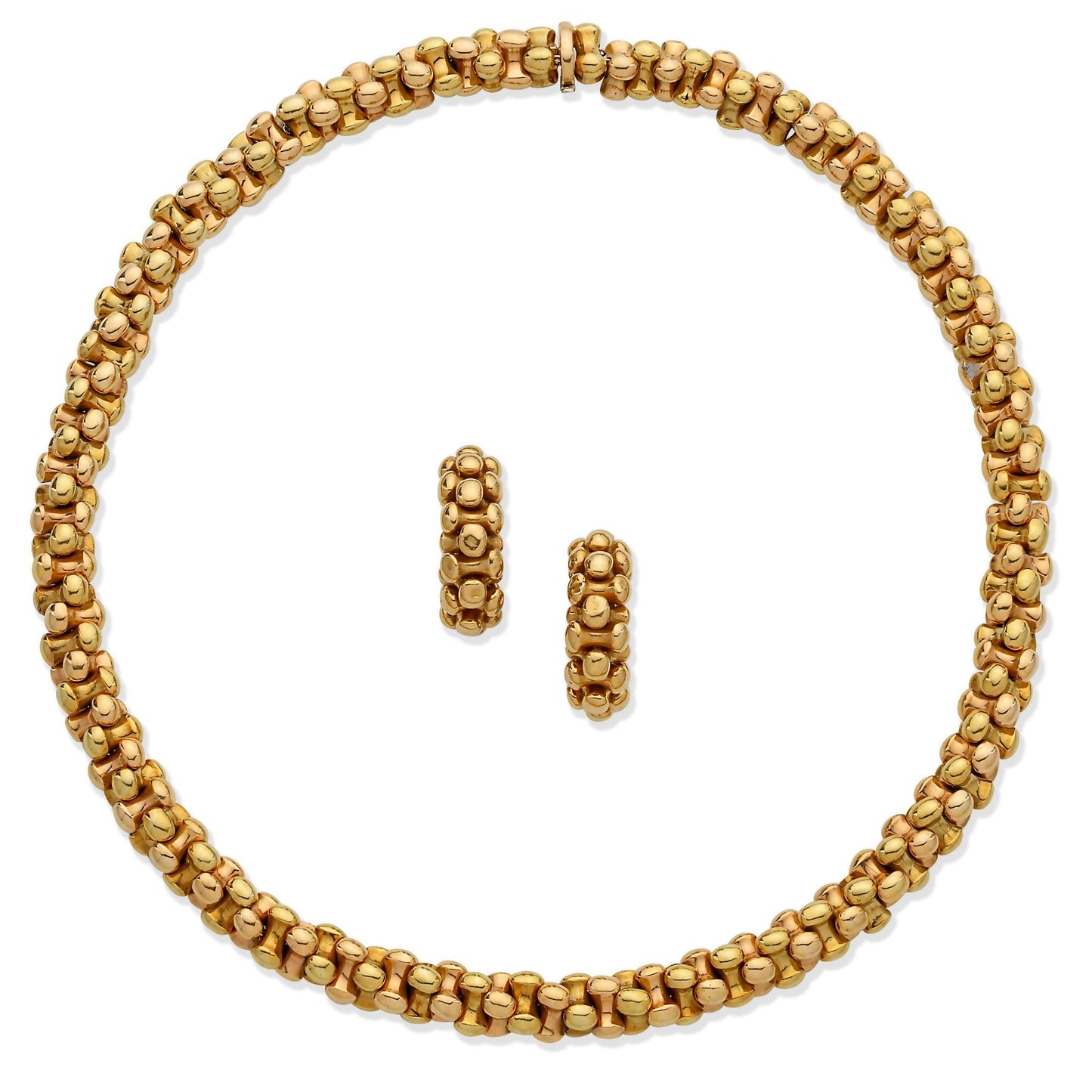 Bvlgari Vintage Yellow & Rose Gold Necklace Earrings Suite