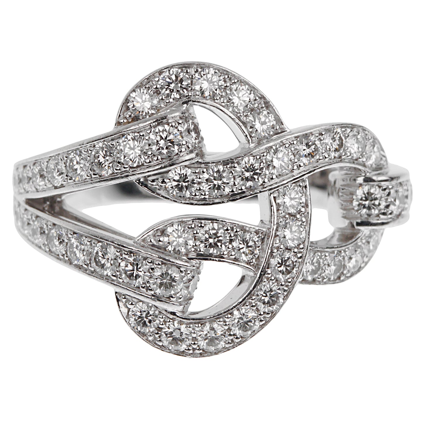 Cartier Agrafe Diamond 18k White Gold Cocktail Ring Sz 5 1/2